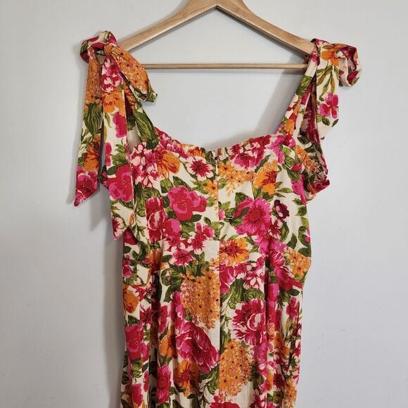 Flying Tomato Bonfire Weekends Linen Cotton Floral Wide Leg Jumpsuit Size Large - Picture 4 of 16